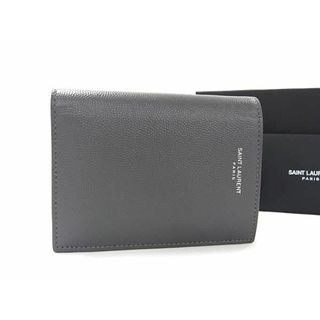 サンローラン(Saint Laurent)の■新品同様■ SAINT LAURENT サンローラン レザー 二つ折り 財布 ウォレット メンズ レディース グレー系 AW1873(折り財布)