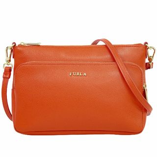 Furla - 本物 フルラ FURLA レザー ショルダーバッグ ポシェット オレンジ バッグ 中古