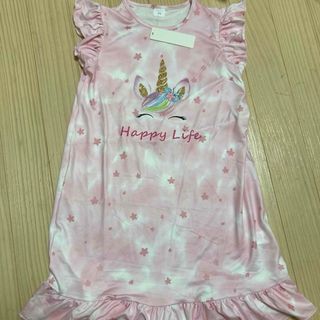 シーイン(SHEIN)の新品　ワンピース　ユニコーン　7Y 120 女の子　ピンク　フリル(ワンピース)