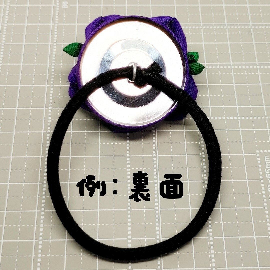 No.89　アジサイ　ヘアゴム　紫 ハンドメイドのアクセサリー(ヘアアクセサリー)の商品写真