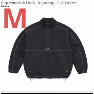 シュプリーム(Supreme)のSupreme x Nike Ripstop Pullover Black  M(ナイロンジャケット)