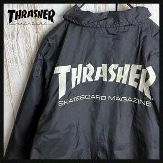 THRASHER - 【定番デザイン】スラッシャー☆両面プリントナイロンジャケット 人気Lサイズ 黒