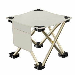 【色: ホワイト】アウトドアチェア 1秒瞬間収納 折りたたみ椅子 超軽量 コンパ(テーブル/チェア)