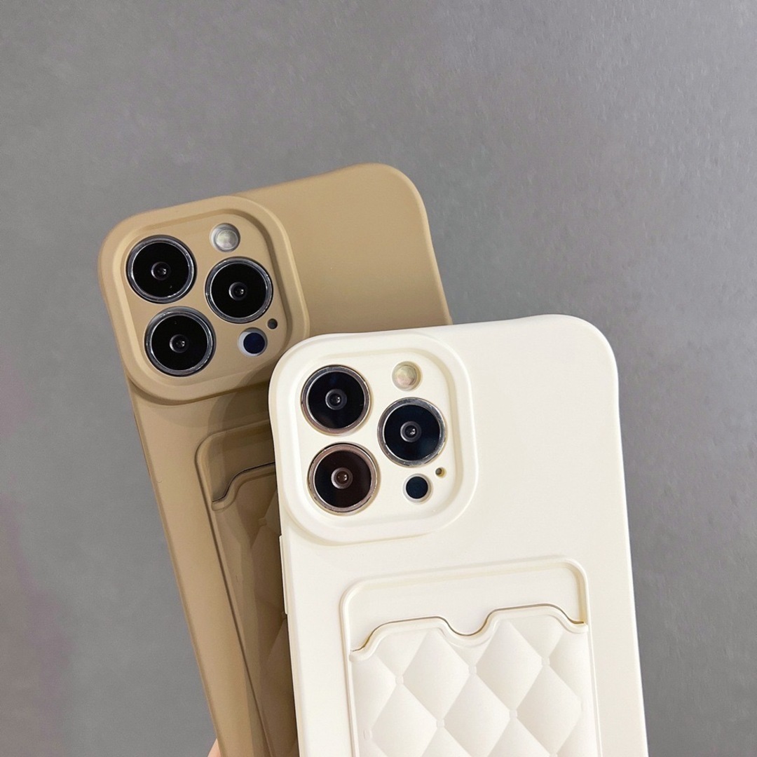 【大人気】iPhone15　スマホ　ケース　韓国　シンプル　ブラウン　カード スマホ/家電/カメラのスマホアクセサリー(iPhoneケース)の商品写真