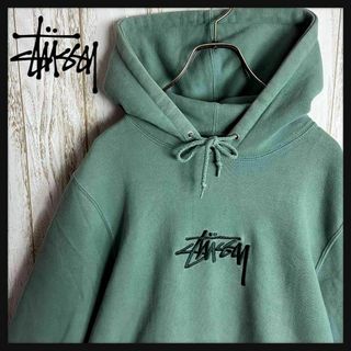 STUSSY - STUSSY パーカー グリーン ファイアー 刺繍ロゴ ステューシー