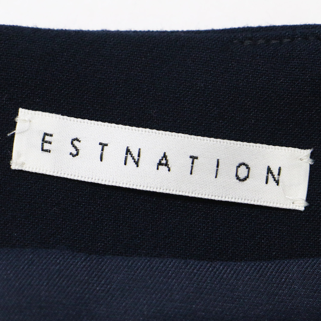 ESTNATION(エストネーション)の美品 ESTNATION エストネーション ワンピース ロング 23秋冬 ネイビー 36(S) ミディ丈 長袖 Iライン ボルトネック ラップ調 スリット ダブルクロス素材 日本製 シンプル 無地 オフィス カジュアル 大人 きれいめ【レディース】【中古】 レディースのワンピース(ロングワンピース/マキシワンピース)の商品写真