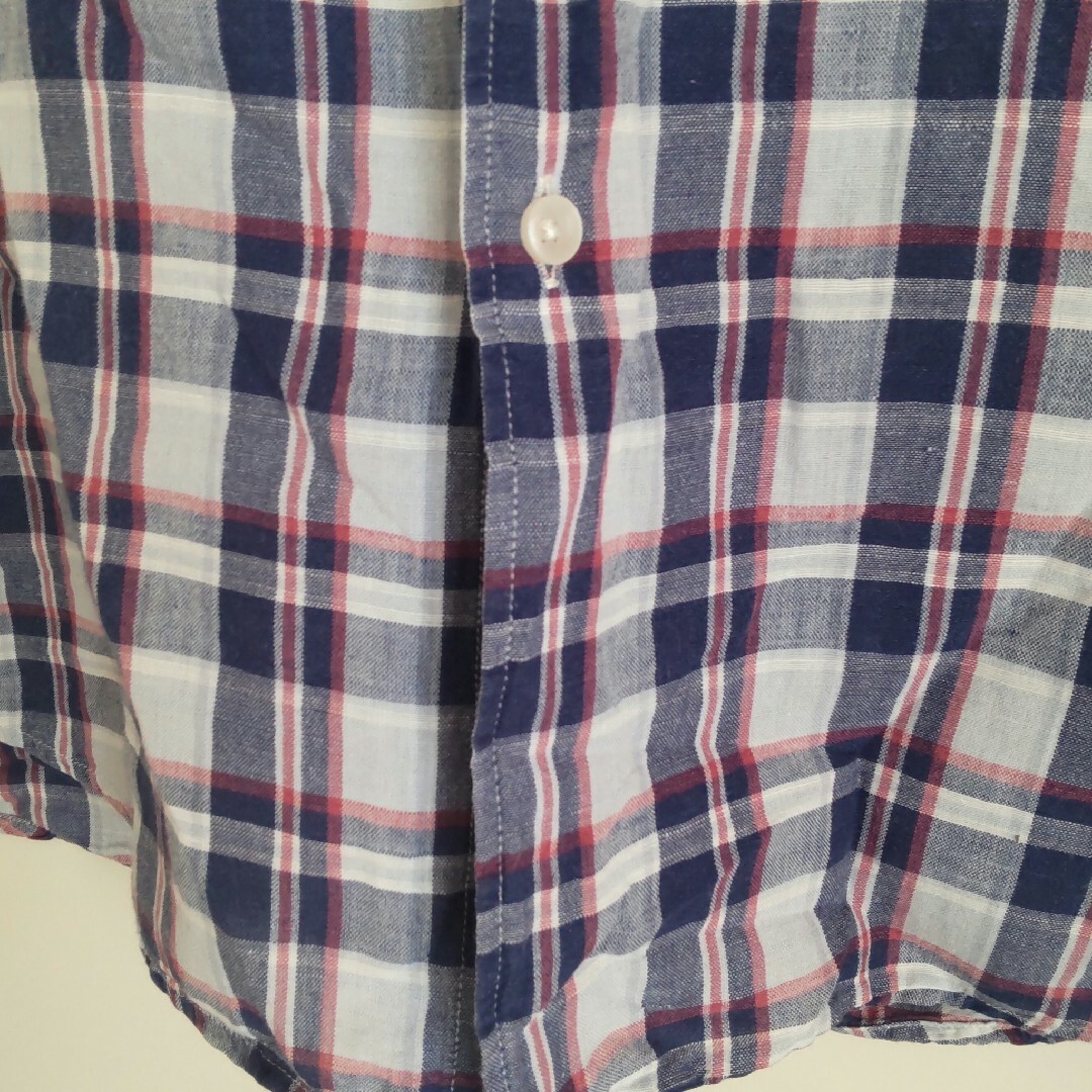 UNIQLO(ユニクロ)のユニクロ UNIQLO チェック柄 半袖シャツ 綿×麻 薄手 夏服 XL メンズのトップス(シャツ)の商品写真