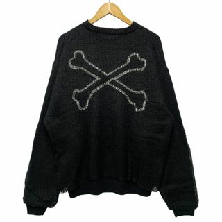 W)taps - WTAPS ダブルタップス 23AW OBSVR SWEATER ACRYLIC ×3.0 クロスボーン ニット セーター ブラック サイズ4 正規品 / 34077