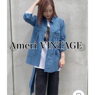 アメリヴィンテージ(Ameri VINTAGE)のAmeriアメリヴィンテージ　ビスチェデザイン紐リボンコットンシャツ★ブルー(シャツ/ブラウス(長袖/七分))