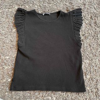 ザラ(ZARA)のザラ　Tシャツ　カットソー　リブ　L(Tシャツ/カットソー(半袖/袖なし))