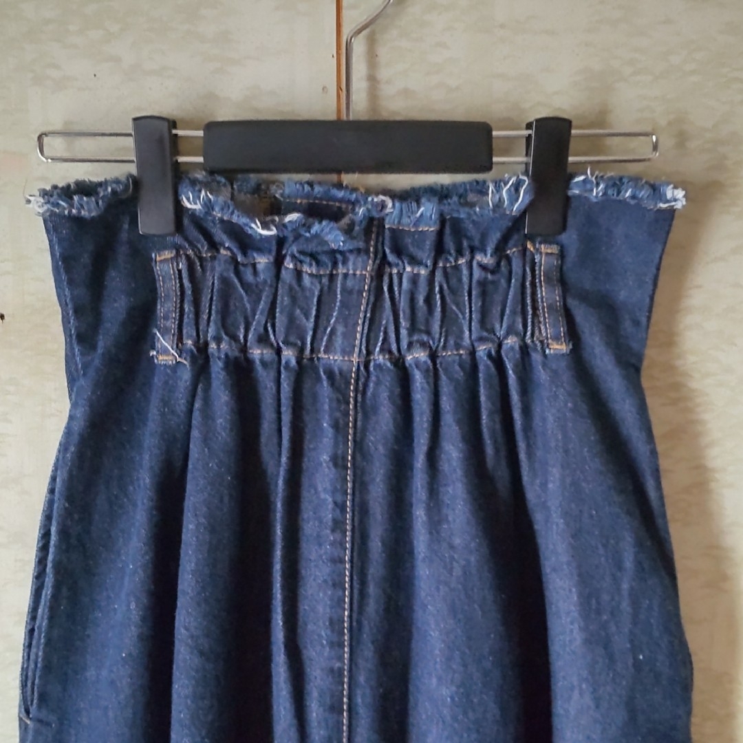 【ブルーデニムスカート】　ハイウエスト レディースのスカート(ロングスカート)の商品写真