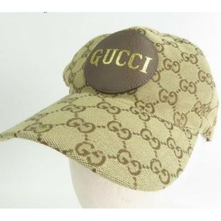 GUCCI レザー パッチ GG柄 キャップ グッチ 帽子