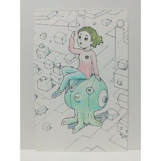 オリジナルイラスト 手描きイラスト 異星 ハンドメイド 絵 カラー 原画 アート(アート/写真)