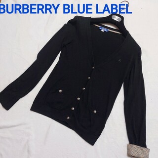BURBERRY BLUE LABEL - 良品☆バーバリーブルーレーベル ノバチェックカーディガン 38 M 黒 長袖