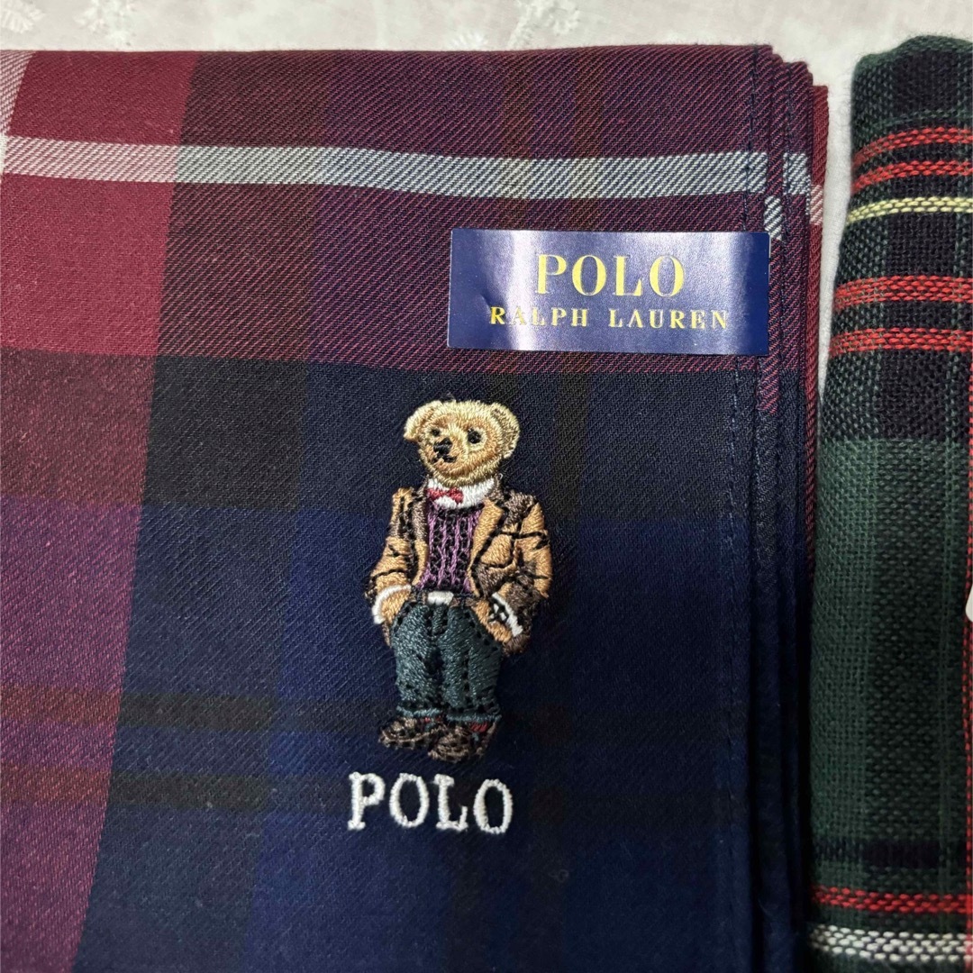 POLO RALPH LAUREN(ポロラルフローレン)の【新品】POLO RALPH LAUREN ベア タオルハンカチ×ハンカチセット メンズのファッション小物(ハンカチ/ポケットチーフ)の商品写真