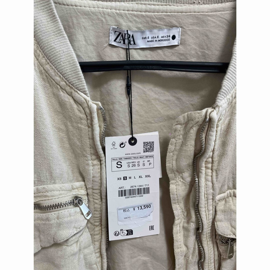 ZARA(ザラ)の新品未使用 タグ付 ZARA  LINEN BOMBER JACKET レディースのジャケット/アウター(その他)の商品写真