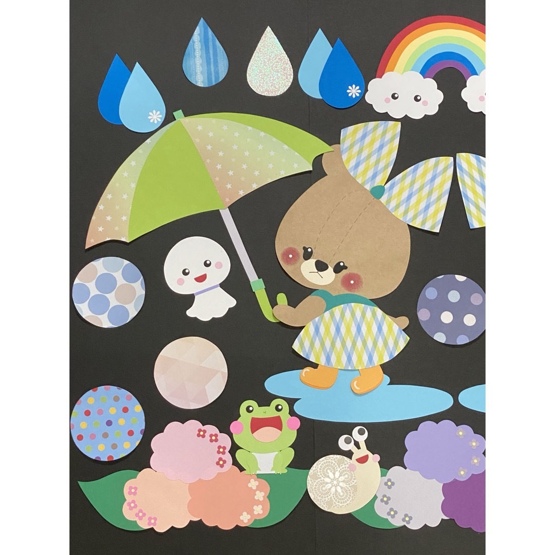 6月　壁面飾り　梅雨　雨の日さんぽ ハンドメイドの素材/材料(型紙/パターン)の商品写真