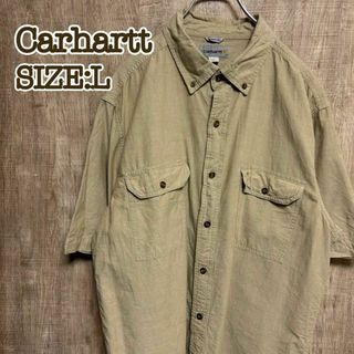 カーハート(carhartt)のCarhartt カーハート　半袖BDシャツ　ベージュ　ワンポイント刺繍ロゴ　L(シャツ)