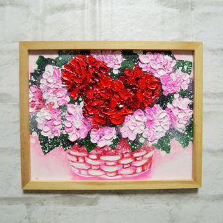 油絵 油彩 油彩画 絵 絵画【華やかなカーネーション】(絵画/タペストリー)