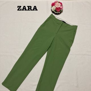 ザラ(ZARA)のZARA ザラ　レディース　パンツ　グリーン　緑　34 XSサイズ　スリット(カジュアルパンツ)