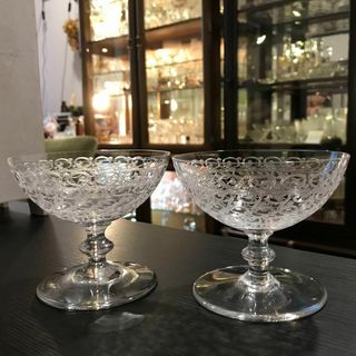 バカラ(Baccarat)のオールドバカラBACCARATローハンRohanクリスタルシャンパンクープ♡ペア(グラス/カップ)