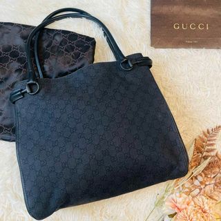 グッチ(Gucci)の美品＊GUCCI トート ハンドバッグ gg A4 キャンバス 肩掛け ブラック(トートバッグ)