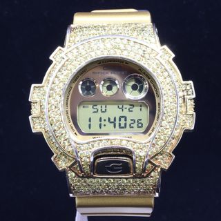 カシオ(CASIO)のITC7UK3V8J9W CASIO カシオ G-SHOCK ジーショック DW-6900GD シャンパン クオーツ ゴールド ラインストーン カスタムケース メンズ(腕時計(デジタル))