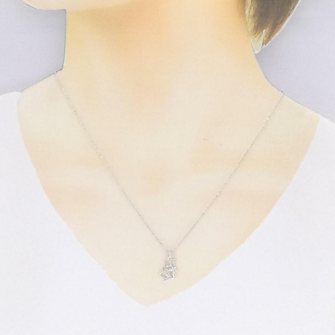 K18WG スター ダイヤモンド ネックレス 0.02CT レディースのアクセサリー(ネックレス)の商品写真