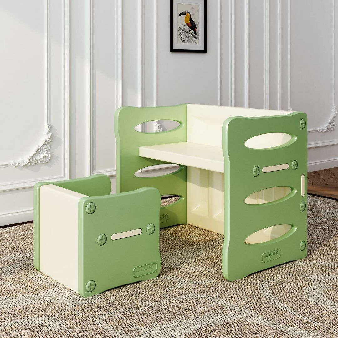 【色: グリーン】BanaSuper 子供用テーブルと椅子3点セット アクティビ インテリア/住まい/日用品の収納家具(その他)の商品写真