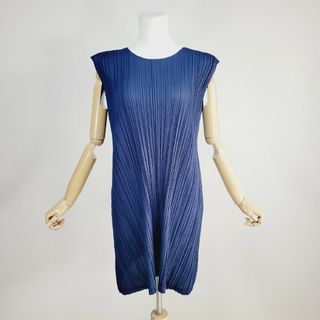 プリーツプリーズイッセイミヤケ(PLEATS PLEASE ISSEY MIYAKE)の美COLOR【未使用品級】プリーツプリーズ　チュニック　サイズ3 ネイビー(チュニック)