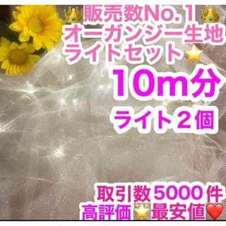 オーガンジー２枚分 生地 ライト２個⭐️結婚式 ウェルカムスペース チュール 布(ウェルカムボード)