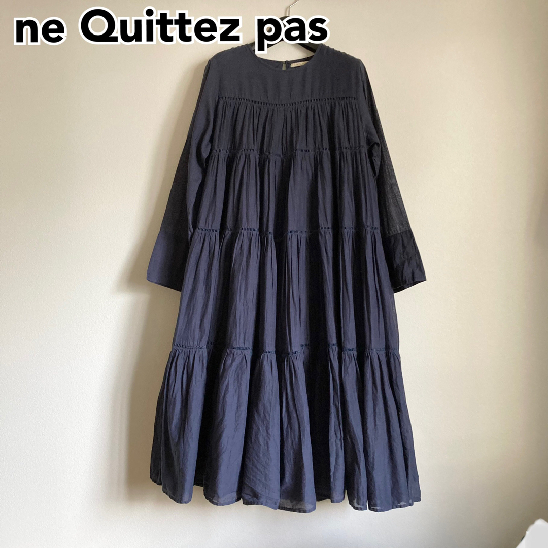 ne Quittez pas(ヌキテパ)のne Quittez pas ヌキテパ Aライン ティアードワンピース コットン レディースのワンピース(ロングワンピース/マキシワンピース)の商品写真