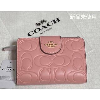 コーチ(COACH)の新品　COACH 二つ折り財布　シグネチャー　ピンク　CM241(財布)