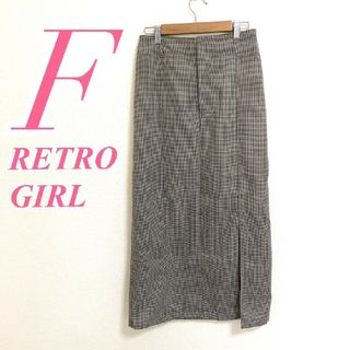 RETRO GIRL - レトロガール　タイトスカート　F　ブラウン　ブラック　千鳥格子　きれいめ　ポリ