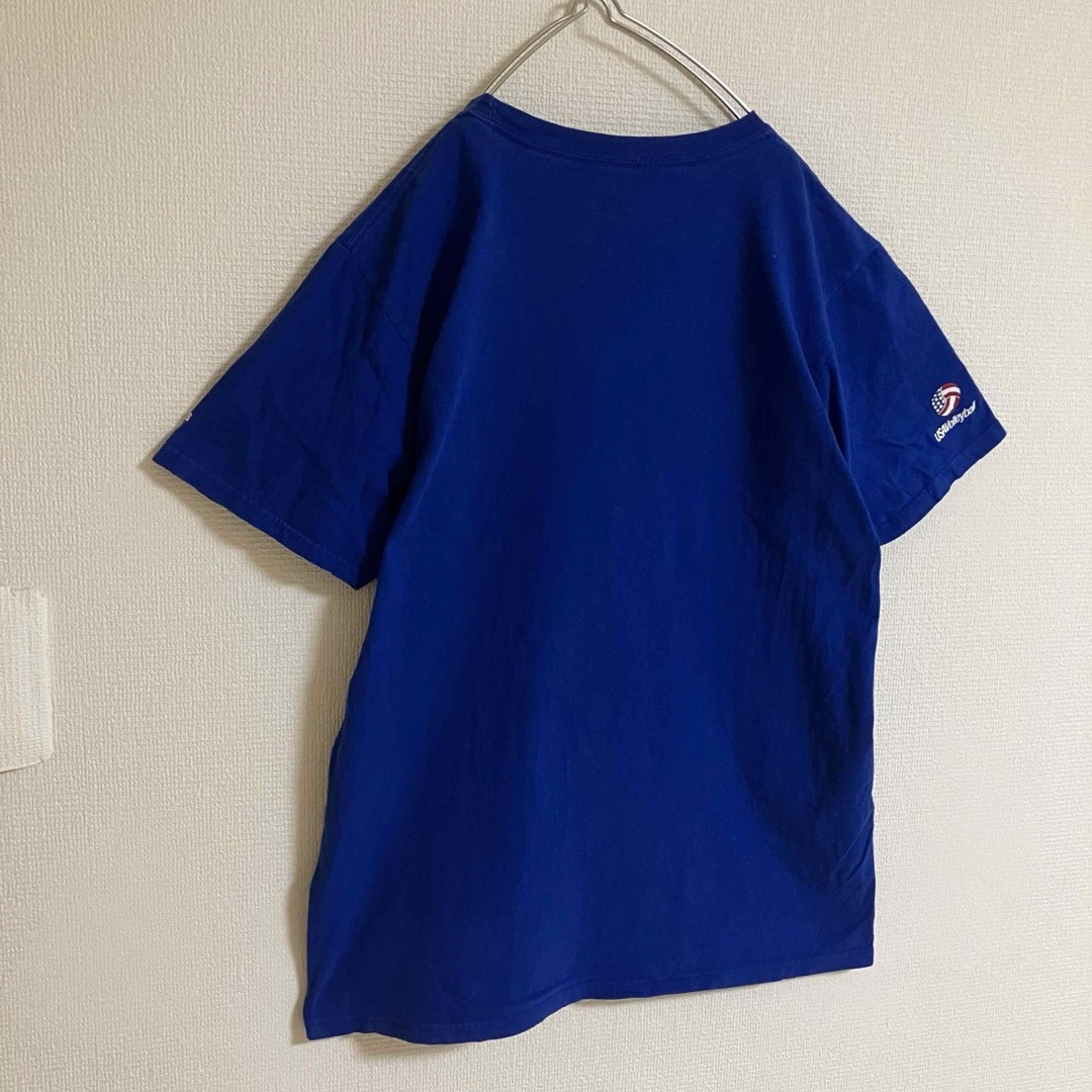 adidas(アディダス)のadidasアディダススポーツパフォーマンススリーブロゴTシャツtシャツ半袖青 メンズのトップス(Tシャツ/カットソー(半袖/袖なし))の商品写真