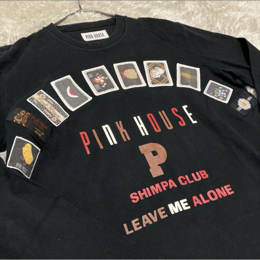 PINK HOUSE(ピンクハウス)の【日本製】ピンクハウス 熊 黒 ロング Tシャツ ロンT Lサイズ長袖 レディースのトップス(Tシャツ(長袖/七分))の商品写真