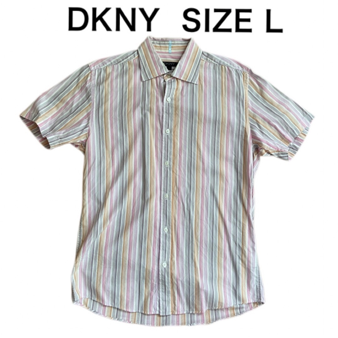 DKNY(ダナキャランニューヨーク)のDKNY ダナキャランニューヨーク 半袖シャツ ボタンダウン ストライプ L メンズのトップス(シャツ)の商品写真