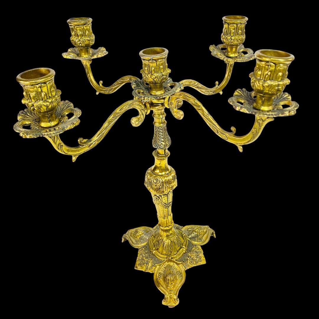 イタリア製 ヴィンテージ ブロンズ 真鍮 燭台 手作り キャンドルスタンド エンタメ/ホビーの美術品/アンティーク(金属工芸)の商品写真