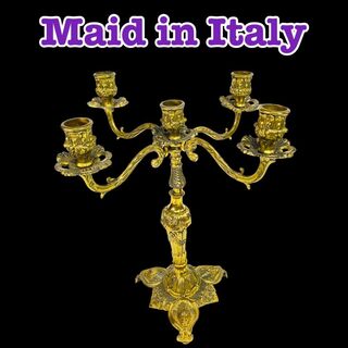 イタリア製 ヴィンテージ ブロンズ 真鍮 燭台 手作り キャンドルスタンド(金属工芸)