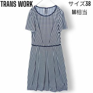 トランスワーク(TRANS WORK)の【美品】トランスワーク TRANS WORK総柄 フレア ワンピース ストレッチ(ひざ丈ワンピース)