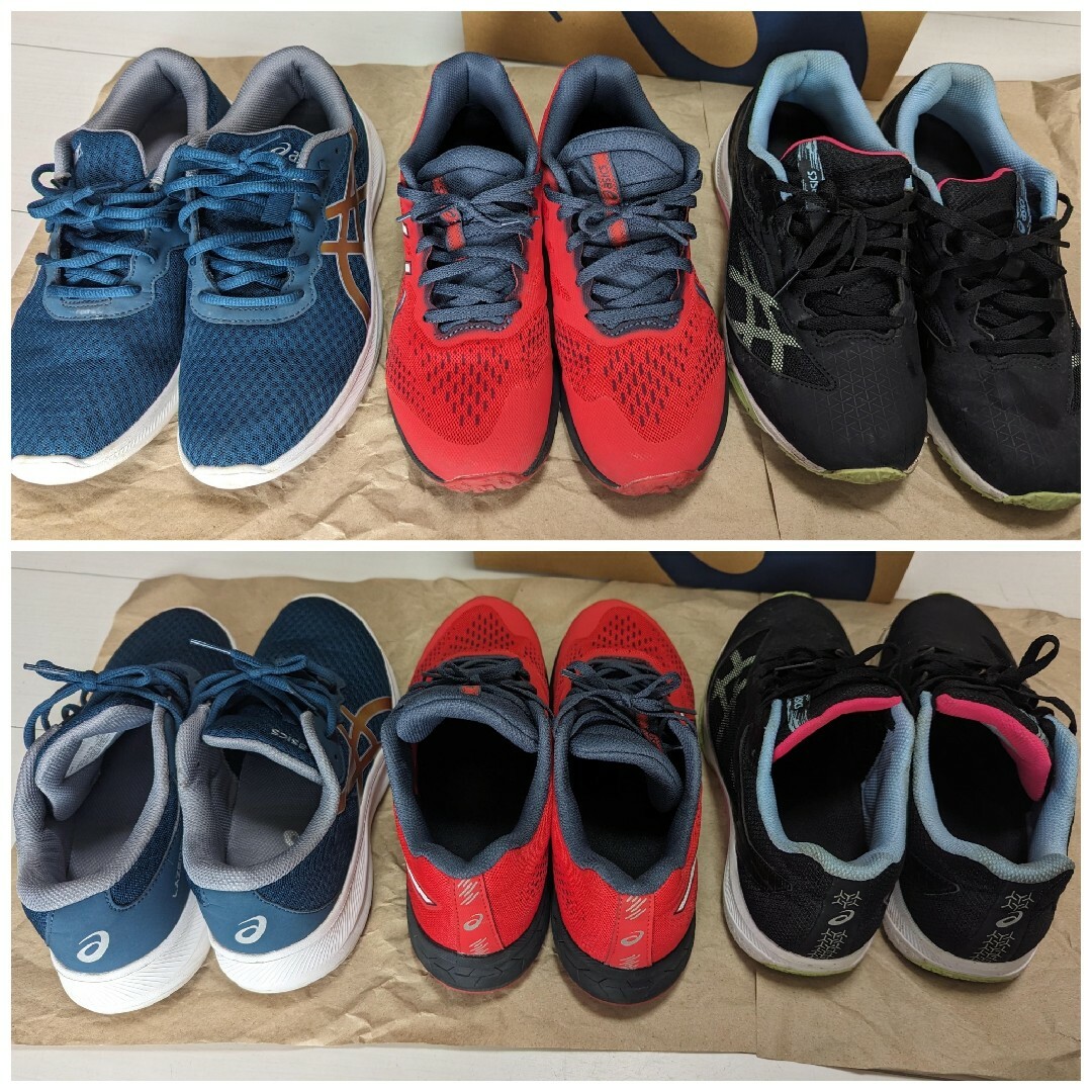 asics(アシックス)のasics スニーカー 24cm 24.5cm ３足セット キッズ/ベビー/マタニティのキッズ靴/シューズ(15cm~)(スニーカー)の商品写真