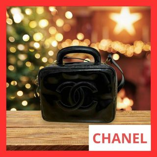 シャネル(CHANEL)の【美品】シャネル　エナメル　バニティ　2wayショルダーバッグ　黒(ショルダーバッグ)