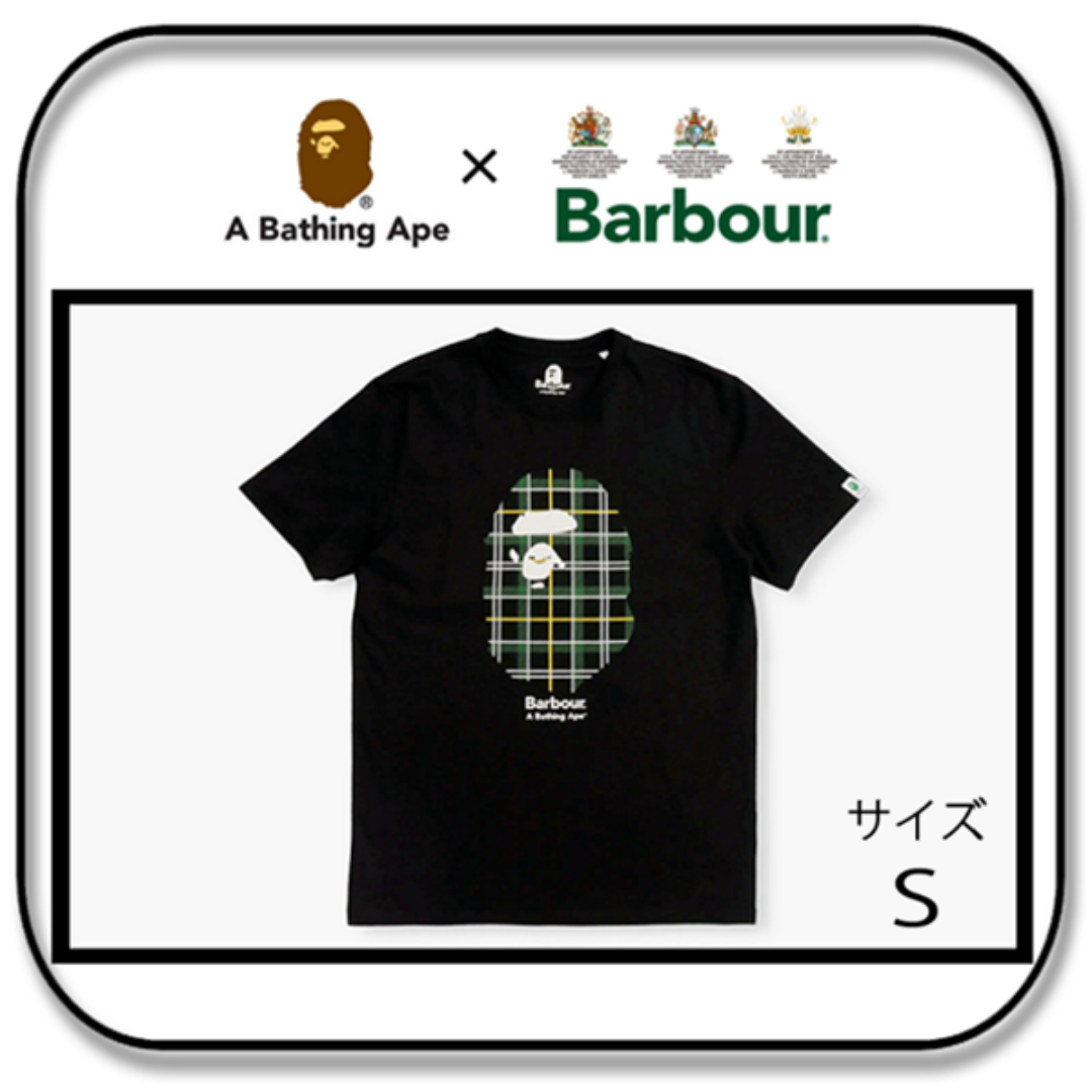 A BATHING APE(アベイシングエイプ)のBAPE x Barbour　APE HEAD Ｔシャツ　ブラック　サイズＳ メンズのトップス(Tシャツ/カットソー(半袖/袖なし))の商品写真