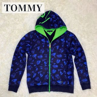 トミー(TOMMY)のトミー 総柄 ダブルジップ パーカー ジップアップ L 大きいサイズ(パーカー)