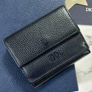 クリスチャンディオール(Christian Dior)の極美品✨ディオール　三つ折り財布　CD ICON　グレインカーフ　ネイビー(折り財布)