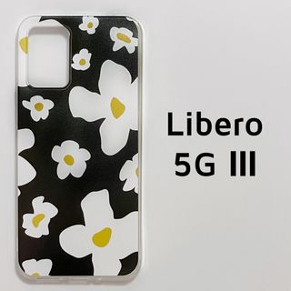 Libero 5G Ⅲ クリア 黒白 花 ソフトケース カバー(Androidケース)