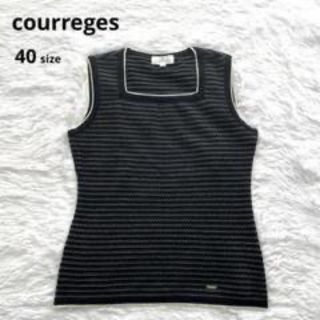 クレージュ(Courreges)のクレージュ トップス ノースリーブ サマーニット 黒 ベスト プルオーバー(ベスト/ジレ)