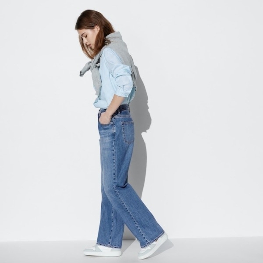 UNIQLO(ユニクロ)のワイドストレートジーンズ　23インチ レディースのパンツ(デニム/ジーンズ)の商品写真