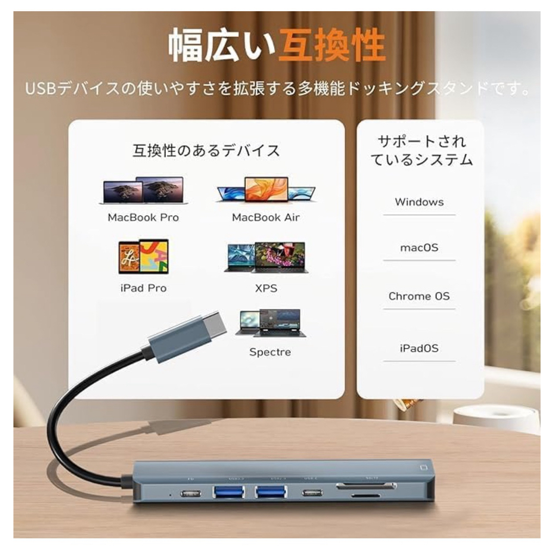 USB-C ハブ  type-c 4k hdmi マルチポート usb hub スマホ/家電/カメラのPC/タブレット(PC周辺機器)の商品写真