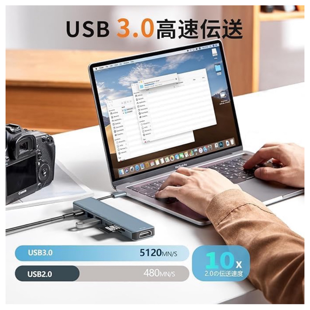 USB-C ハブ  type-c 4k hdmi マルチポート usb hub スマホ/家電/カメラのPC/タブレット(PC周辺機器)の商品写真